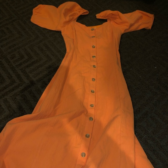 UO Maria Puff Sleeve Button-Front Midi Dress XS 🆕 - Picture 5 of 5